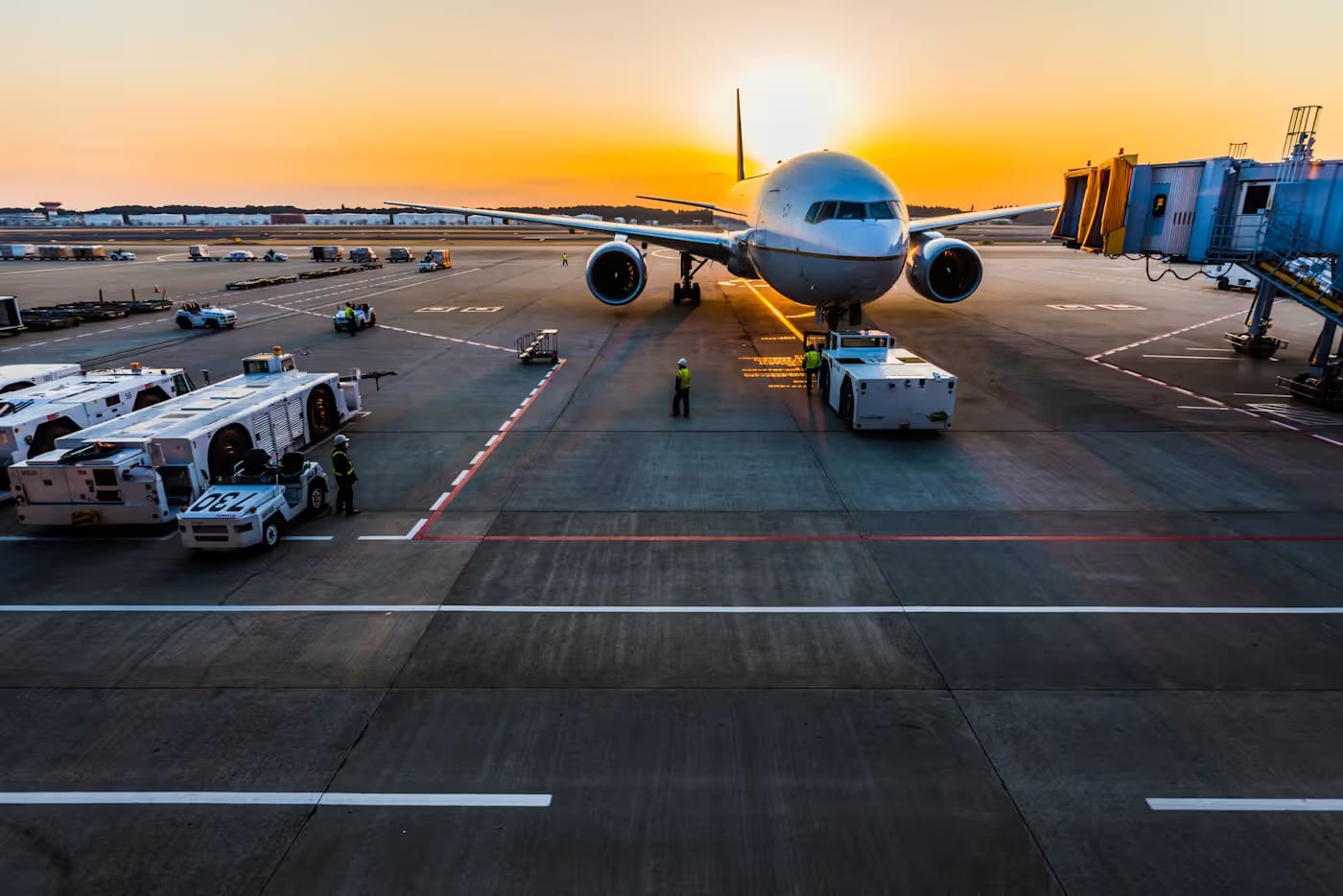 Passengers boarding an aircraft on a clear morning