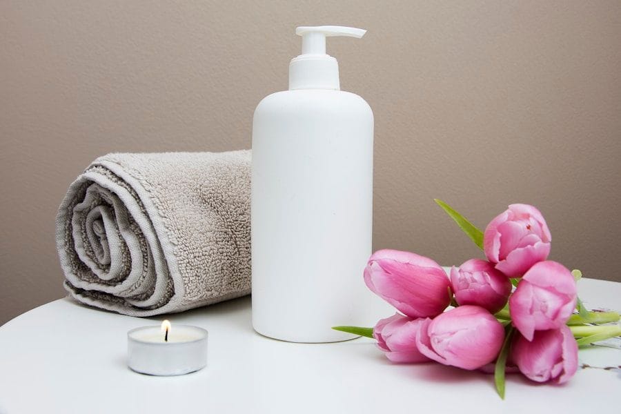 Quiet spa treatment room with natural materials