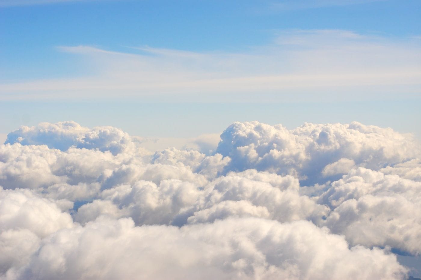 Soft cloudscape seen from above at altitude
